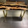 Black Epoxy Resin Olive Dining Table