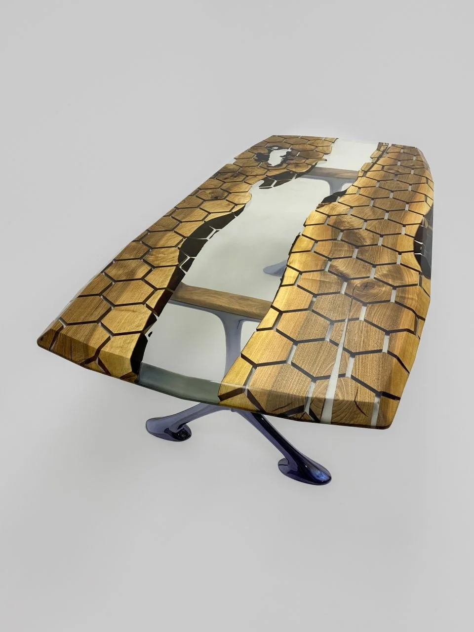 walnut hexagon epoxy resin table