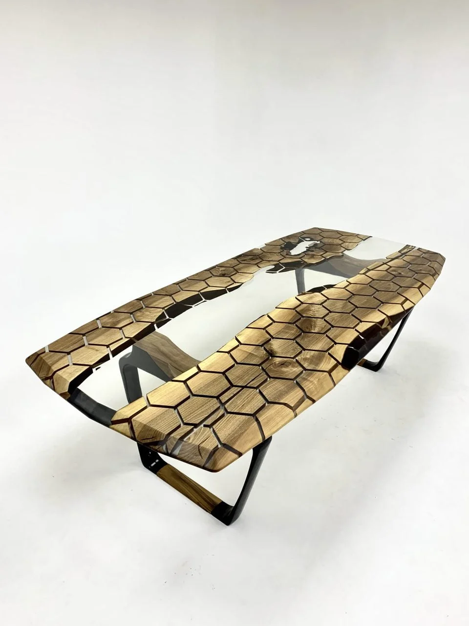Natural Wood and Clear Epoxy Resin Table