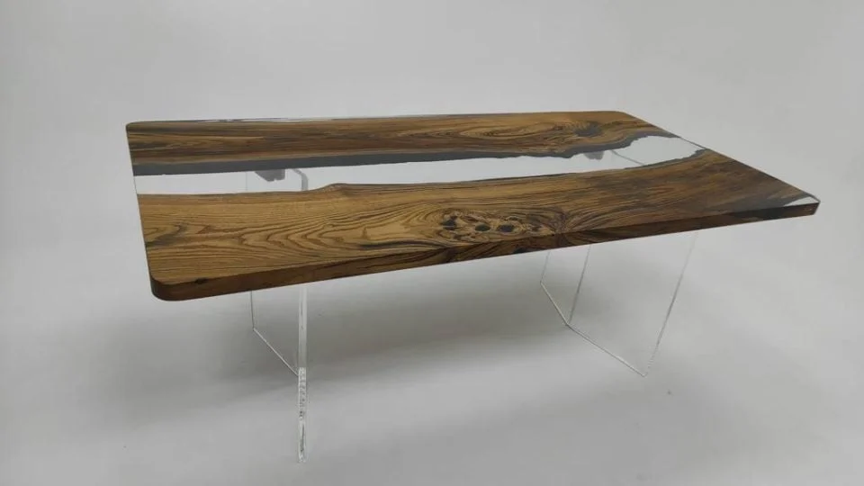epoxy dining table with acrylic leg