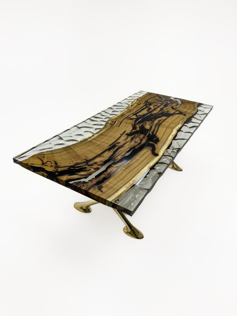 black transparent epoxy dining table