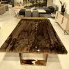 tree bark and moss epoxy table