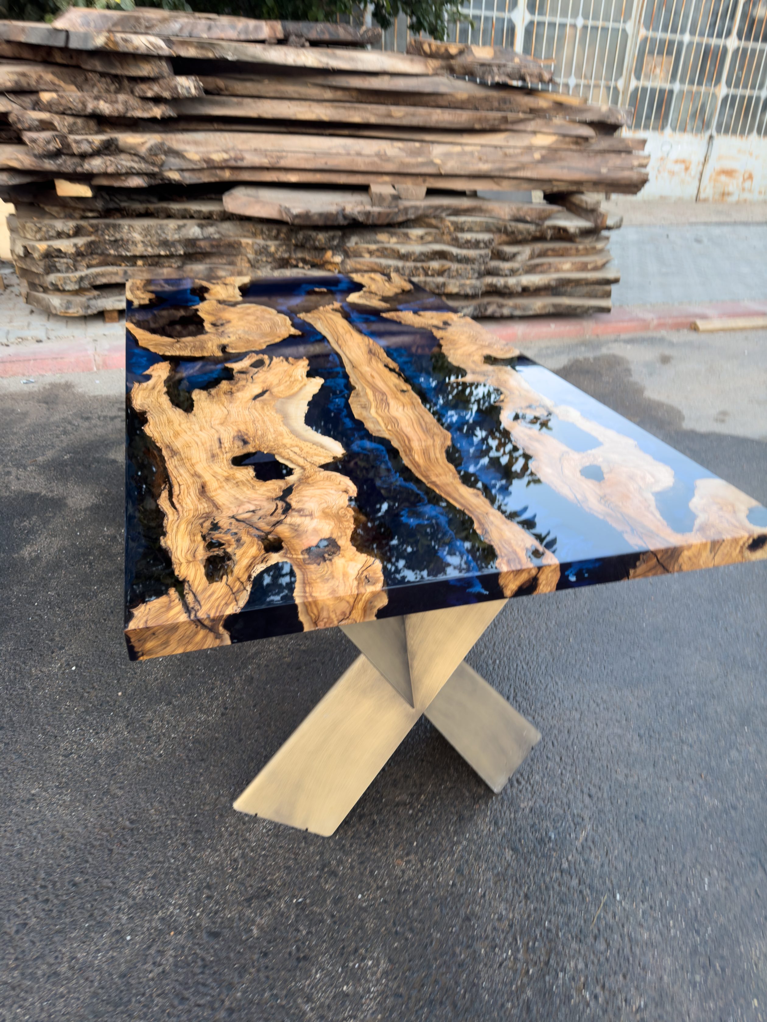 blue epoxy resin table