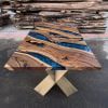 wood epoxy blue resin dining table